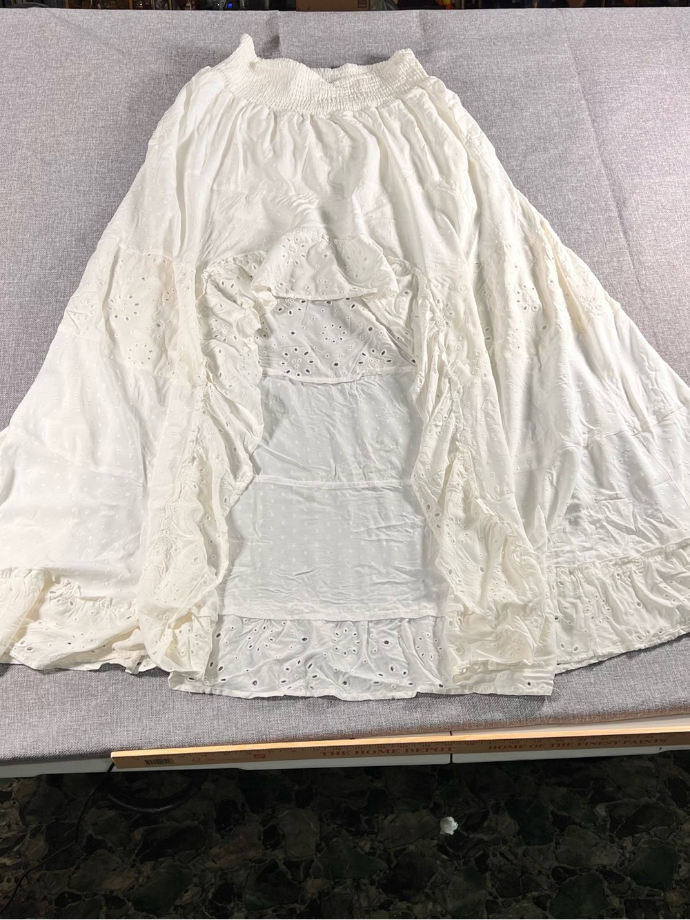 Women's White Eyelet Maxi Skirt